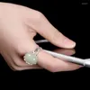 Cluster Rings Bocai S990 Silver Natural An Jade Retro Personlighet Butterfly Ring for Woman Exquisite Fashion Jewelry Accessories
