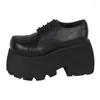 Scarpe eleganti Donna Stile punk Gothic Lady Tacchi alti Zeppe Décolleté Donna Party Platform 34-41 10cm Punta tonda Stringate