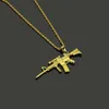 Pendant Necklaces Hip Hop Gold Sniper Rifle Gun Pendants Necklace For Men Rapper Jewelry Drop