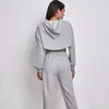 Women's Two Piece Pants Matching Sets Pant Super Crop Drawstring Hoodie With Tank Joggers 3 Light Grey For Women
