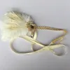 Cheveux Élastique Vintage Plume Bandeau Chaîne En Métal Blanc Années 1920 Gatsby Partie Casque Pour Carnaval Accessoires 230517