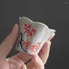 Tazas, platillos de cerámica hechos a mano, flor antigua, boca, maestro, taza de té, juego pequeño, taza de agua pintada a mano, tazas de té de oficina, vasos de 40ML