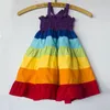 Família Roupas Combatentes Mãe Vestidos de Verão Mãe Mãe Camisole Vestido Rainbow Stripe Mulher Girls Mommy And Me Clothing 230518