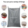 Storage Boxes Hanging Hamper Bag Front Pocket Thick Door Reinforced Stitching Laundry With 2 Hook