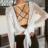 Yoga Outfit Summer Women's T-Shirt Open Sports Clothes Long-Sleeved Running Tops Slim Beauty Back Sportswear 230518