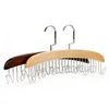 12 Wood Hangers Racks with Stainless Steel Scarf Hooks Tie Belt Cloth Hanger Organizer