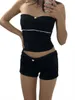 Two Piece Dress wsevypo Fairycore Two-Piece Shorts Sets E-Girl 2000s Streetwear Outfits Women Bandeau Crop Tube Top+High Waist Shorts Loungewear P230517