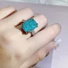 Wedding Rings est ice flower gemstone ring 925 silver fashion paraiba cubic zirconia party engagement jewelry gift 230517