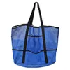 Stuff Sacks 1pc Solid Color Transparent Mesh Beach Bag Casual Large Capacity Mesh Toiletry Tote Beach Tote Bag For Women Girls