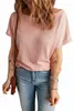 pink Wide High Straight Neck Waffle Knit Top H59R#