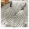 Camisoles Tanks Korean Wavelet Dots Crop Tops Sexy Spaghetti Strap Tanke Top Women Bra Off Shoulder Sleeveless Camisole Ins 230518