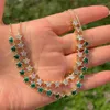 Choker 5st Gold Plated Bling Crystal Tennis Necklace Green Clear Cubic Zirconia CZ Star Chain 2023 Summer Romantic Jewelry
