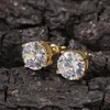 Boucles d'oreilles à tige Big CZ Design Mirco Pave Bling Iced Out Cubic Zircon Prong Setting Brass Fashion Hip Hop Jewelry BE037