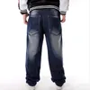 Herenjeans Loose Hip Hop Men Europeaan Amerikaans merk Hip-Hop Trend Denim Pants Plus Maat 42 44 46