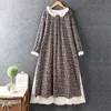 Basic Casual Dresses Vintage Japanese style lace peter pan collar long sleeve rustic flowers print cotton layers dress autumn RV760 230518