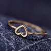 2 Colours Love Heart Hollow Ring Fashion Plain Rings Beautiful Woman Exquisite Jewelry Gift For Lovers