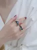 Ring Designer Ringar 2 Färger Metall Triangel Öppen Ring med stämpel Kvinnor Brev Finger Ringar Mode Smycken Tillbehör Toppkvalitet