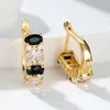 Creolen Vintage Oval Weiß Schwarz Zirkon Golden Für Frauen Trendy Niedlich Büro Täglich Bankett Kleiner Baumelnder Schmuck