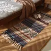 Tappeti Tappeto bohémien retrò Tappeto in lino di cotone intrecciato a mano Tappetino da comodino Tappetino geometrico Soggiorno Camera da letto Decorazioni per la casa