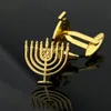 Israel Jewish Classic Menorah Cufflinks 9 Candlestick CLIP