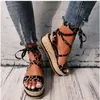 Sandaler Summer Women Snake Sandals Platform Heels Cross Rem Ankel Spets Peep Toe Beach Party Ladies Shoes Zapatos Sandaler 230518