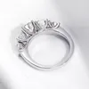 Anillos de boda Smyoue 18k Plateado 36CT Todo Moissanite para mujeres 5 piedras Diamante brillante Banda S925 Joyería de plata esterlina GRA 230517