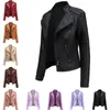 Vestes pour femmes col rabattu PU faux cuir femmes veste de luxe noir rose rouge motard manteau 230518