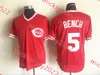 Johnny Bench Beyzbol Forması Dikişli Erkek #11 Barry Larkin #14 Pete Rose Forsları S-3XL