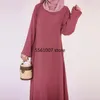 Ethnic Clothing Abaya Muslim Woman Solid Color Crinkle Fabric Modest Dresses CasuaI Islamic Dubai Turk Under Garment Ramadan Eid