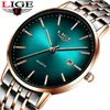 Wristwatches LIGE Mens Watches Fashion Top Business Waterproof Automatic Mechanical Watch Full Steel Military Clock Box