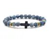 Perlen Kreuz Charms 8 mm Farben Stein Strang Perle Yoga Buddha Armband für Frauen Männer Schmuck Drop Lieferung Armbänder Dhgarden Dhyai