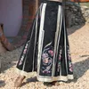 Ethnic Clothing 2023 Traditional Chinese Vintage Skirt Women National Flower Embroidered Satin Oriental Jacquard Folk A-line