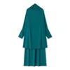 Work Dresses Women Muslim Prayer Eid Abaya Clothes Long Sleeve Hooded Robe Elastic Bandage Skirt Islamic Kaftan