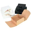 Emballage Cadeau 1 Pc Blanc Brun Noir Boîte De Bonbons Décoration À La Main Emballage En Papier Kraft Avec Ruban Arc Fête D'anniversaire Fournitures Dhxms