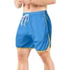 Running shorts mens mesh raka trepunktsbyxor fitness strand 8 kort med fickor träningskläder för män