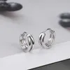 Stud 1 Pair Hollow Double Ring Small Hoop Earrings For Men Women New Trend Black Silvercolor Hip Hop Party Gothic Ear Jewelry Z0517