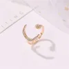 New Fashion Sier Color Star Moon Anneaux pour les femmes populaires Shine Crystal Crystal Open Ring Wedding Party Jewelry Gift
