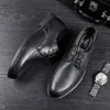 Derby skor män pu solid låg häl spetsa rund tå affärsklänningskor bekväm klassisk hårt bärande bankett bröllopskor