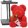 Flower Valentines Day Gift 40cm Red Or White Rose Teddy Bear Eternal Rose Flower Artificial Decoration Christmas Handmade Gift Y1216