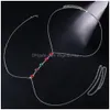 Other Colorf Crystal Belly Waist Chain Body Jewelry Necklace For Women Metal Link Chest Harness Bra Y Festival Clothing 221008 Drop D Dhcd6