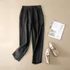 Capris Harém Simples Pants Mulheres Moda de verão Casual Casual solto linho de linho respirável confortável sólido calça de cádica cortada