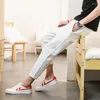 Pantalons pour hommes 2023 hommes rafraîchissant été coton et lin Style chinois décontracté culture pieds glace soie sport