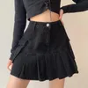 スカートrok wanita denim lipat mini seksi kawaii streetwear gaya韓国シックカシュアル