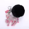 Keychains POM Keychain Bulk Soft Faux Fur Ball Car Keyring Pompom Key Chains Holder Women Bag hangerse sieraden geschenken