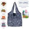 Foldable Flower Cloth Square Pocket Reusable Vegetable Packaging Bag Women Supermarket Portable Shopping Bags Large Tote Handbag LT0015