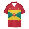 Männer Casual Hemden Grenada Flagge Design Muster Sommer Vintage Mode Kurzarm Hawaii Für Männer Camisa Masculina Urlaub Party