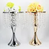 Gold Crystal Flower Stand Tall Vases Chandelier för bröllop bordsdekoration mittpiece ocean express