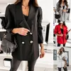 Costumes pour femmes vêtements d'extérieur à la mode pour femmes à manches longues à double boutonnage couleur unie costume veste bouton en métal Blazer Bleizer Mujer