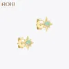 Hoop Huggie ROXI Small Star Colorful Opal Stud Earrings for Women pendientes plata 925 Silver Korean Wedding Party Fine Jewelry 230517