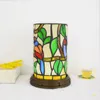 Bordslampor Creative Gift European Vintage Stained Glass Led Three-Tone Light Night El Bedside Lamp i Bed and Breakfast